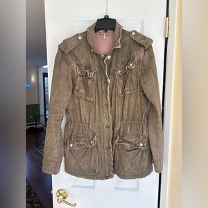 Free People Olive Green Military Style Jacket